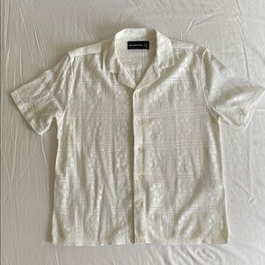 Abercrombie & Fitch White Lacey Crochet Button Up Shirt